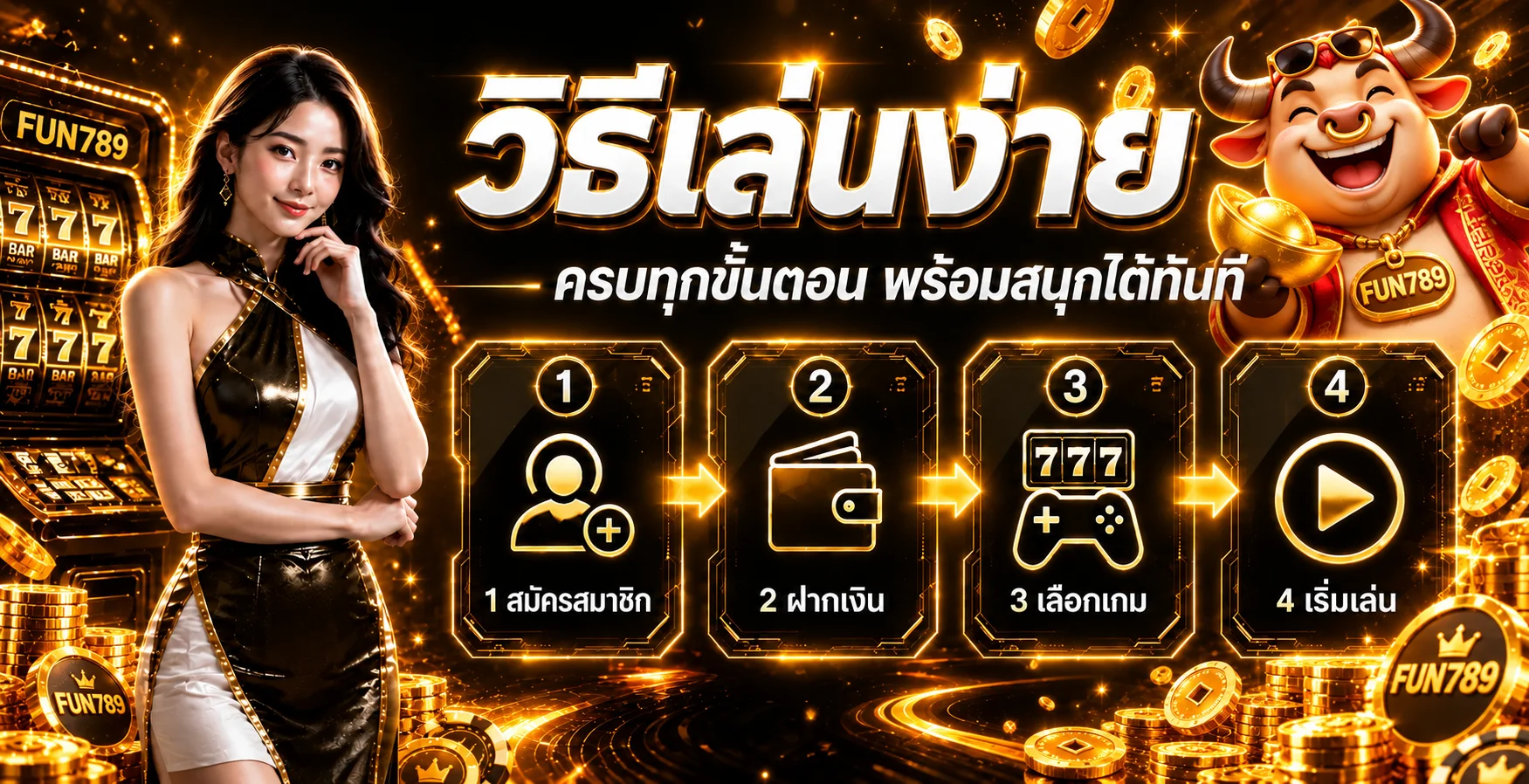 สี่ขั้นตอนเริ่มใช้งาน FUN789 ตั้งแต่สมัครถึงเลือกเกม